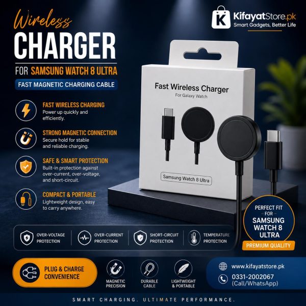 Samsung Watch 8 Ultra Wireless Charger – Fast Magnetic Charging Cable