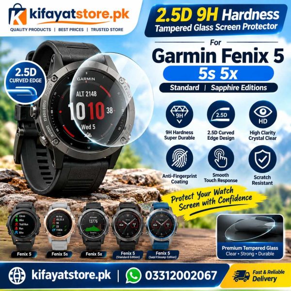 2.5D 9H Tempered Glass Screen Protector For Garmin Fenix 5 5S 5X Standard Sapphire Editions