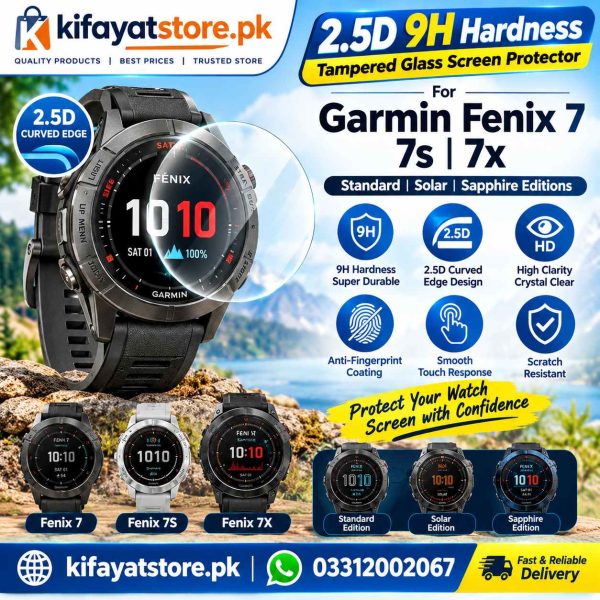2.5D 9H Tempered Glass Screen Protector For Garmin Fenix 7 7S 7X Standard Solar Sapphire Editions