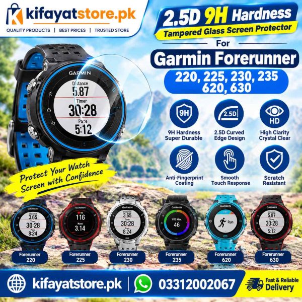 2.5D 9H Tempered Glass Screen Protector For Garmin Forerunner 220 225 230 235 620 630