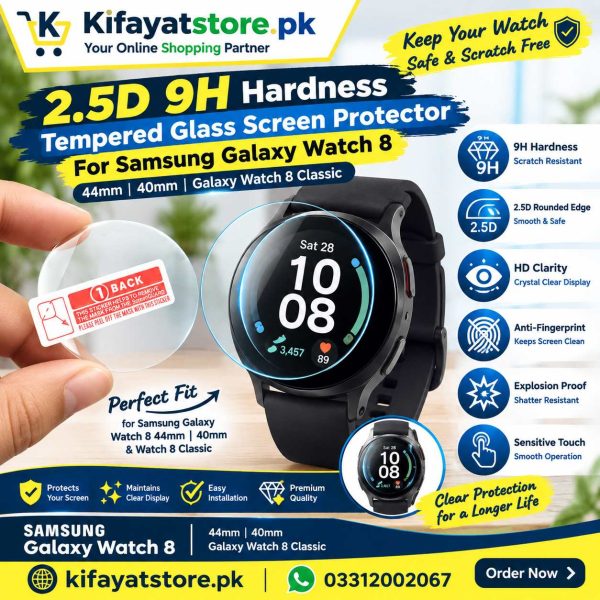 2.5D 9H Tempered Glass Screen Protector for Samsung Galaxy Watch 8 44mm/40mm & Galaxy Watch 8 Classic