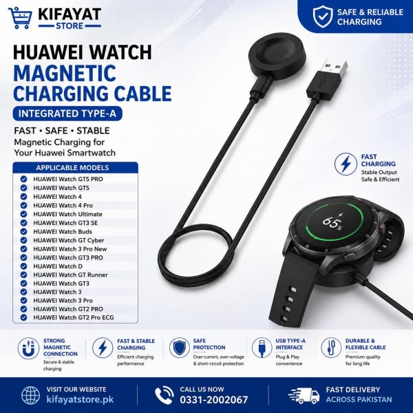 Huawei Watch Magnetic Charging Cable – USB Type-A Charger for Huawei GT5, GT4, GT3 & Watch Series