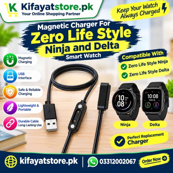 Magnetic USB Charger for Zero Life Style Ninja & Delta Smart Watch – Replacement Charging Cable
