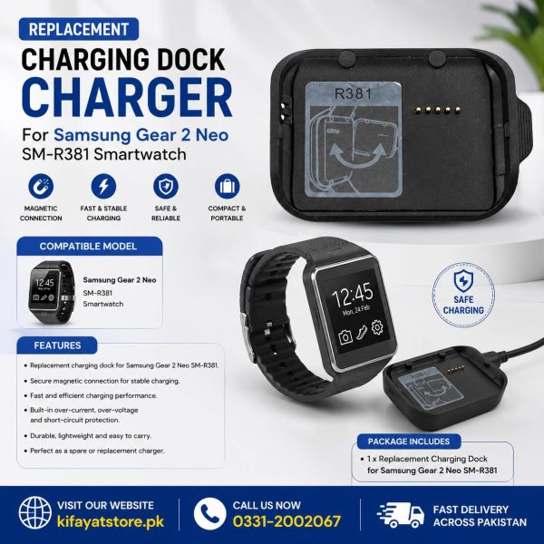 Replacement Charging Dock Charger for Samsung Gear 2 Neo SM-R381 Smartwatch