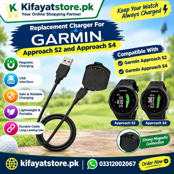 Replacement USB Charging Cable Charger for Garmin Approach S2 & Approach S4 GPS Golf Watch
