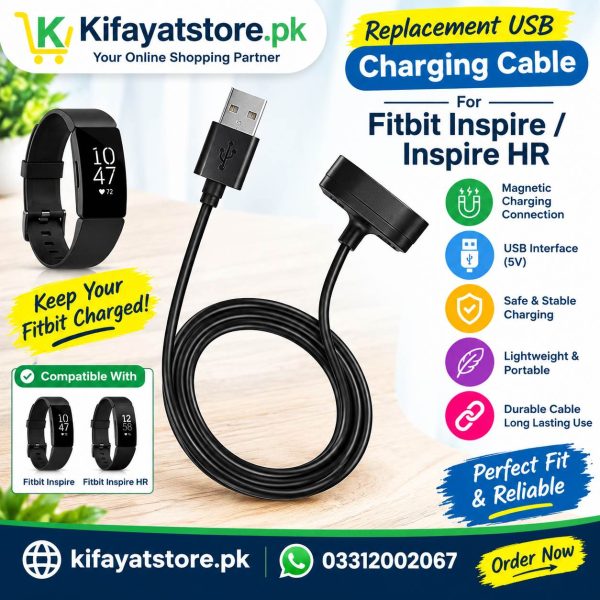 Replacement USB Charging Cable for Fitbit Inspire & Fitbit Inspire HR Smart Band