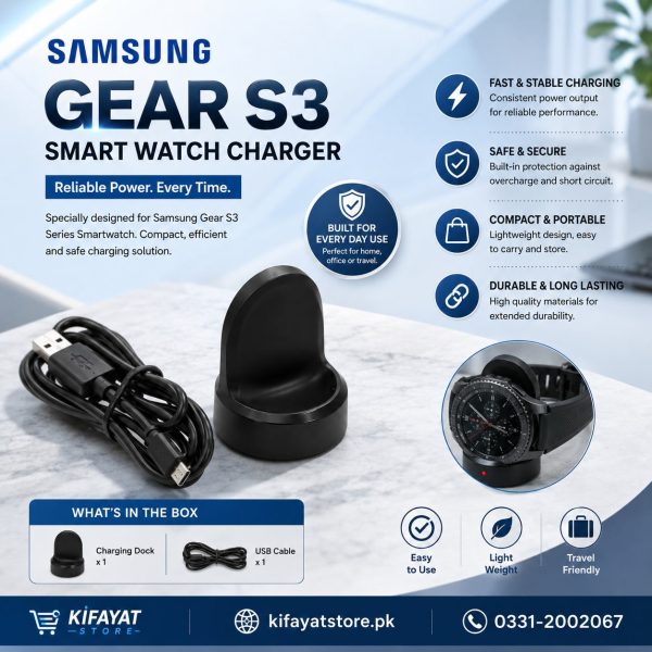 Samsung Gear S3 Smart Watch Charger – Fast Magnetic Charging Dock with USB Cable