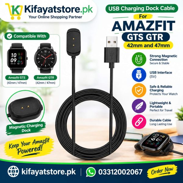 USB Charging Dock Cable for Amazfit GTS & GTR 42mm / 47mm Smart Watch